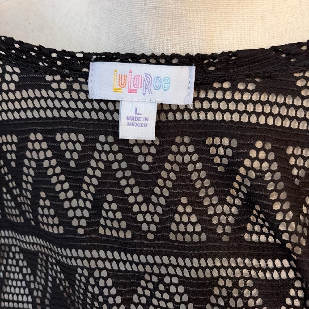 Lularoe Solid Black Crochet Long Duster Cardigan … - image 4